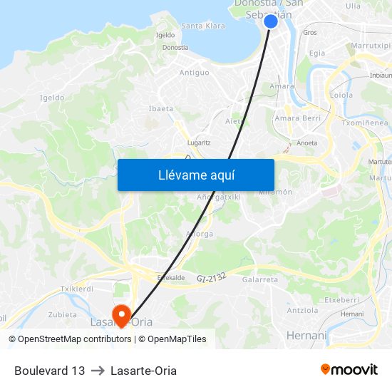 Boulevard 13 to Lasarte-Oria map