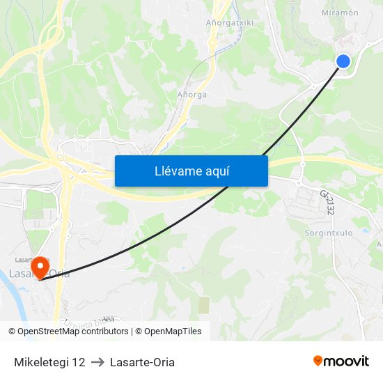 Mikeletegi 12 to Lasarte-Oria map