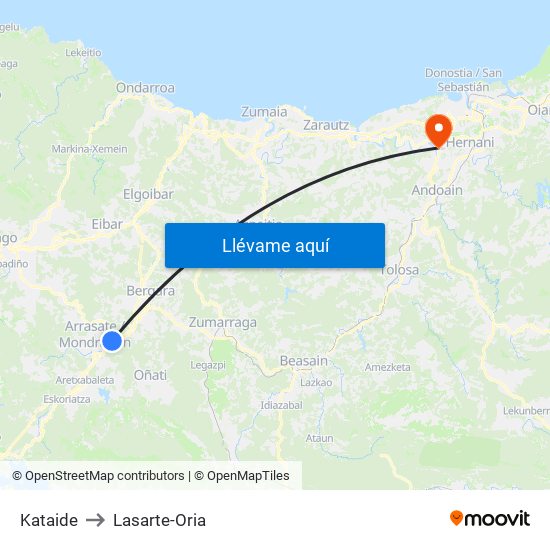 Kataide to Lasarte-Oria map