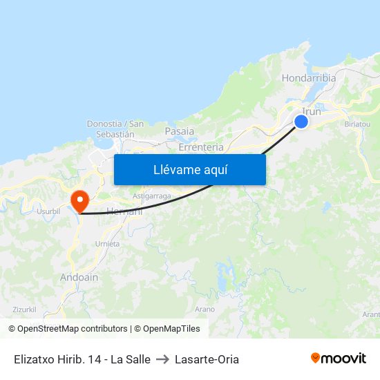 Elizatxo Hirib. 14 - La Salle to Lasarte-Oria map