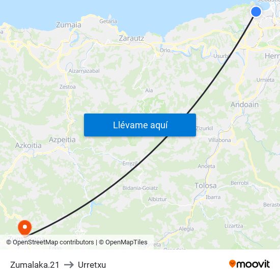 Zumalaka.21 to Urretxu map