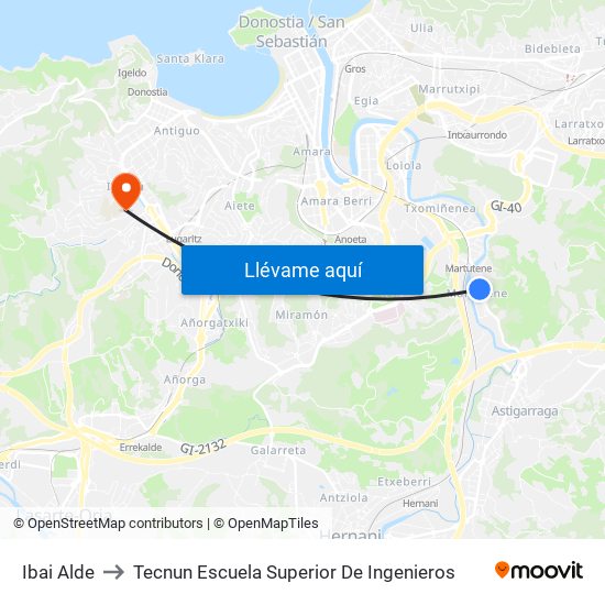 Ibai Alde to Tecnun Escuela Superior De Ingenieros map