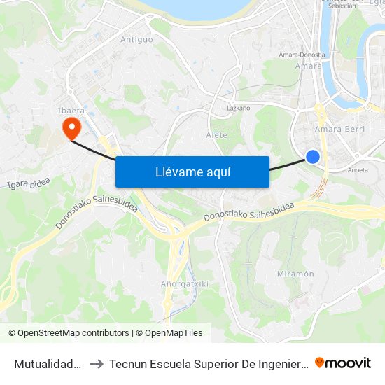 Mutualidades to Tecnun Escuela Superior De Ingenieros map