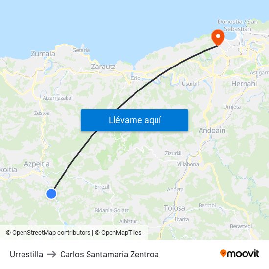 Urrestilla to Carlos Santamaria Zentroa map