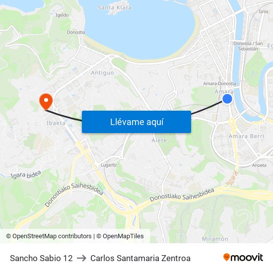 Sancho Sabio 12 to Carlos Santamaria Zentroa map