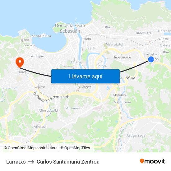 Larratxo to Carlos Santamaria Zentroa map