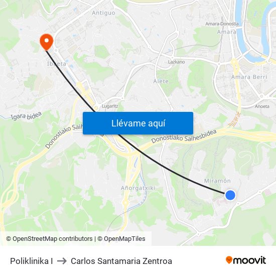Poliklinika I to Carlos Santamaria Zentroa map