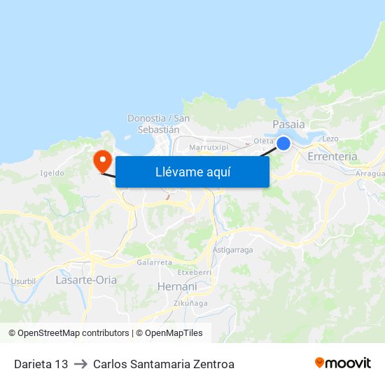 Darieta 13 to Carlos Santamaria Zentroa map