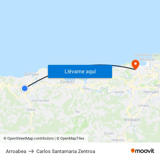 Arroabea to Carlos Santamaria Zentroa map