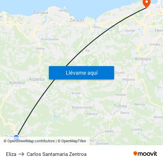 Eliza to Carlos Santamaria Zentroa map