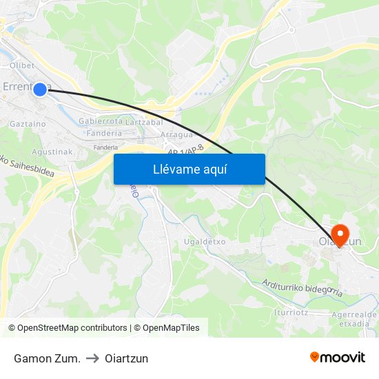 Gamon Zum. to Oiartzun map