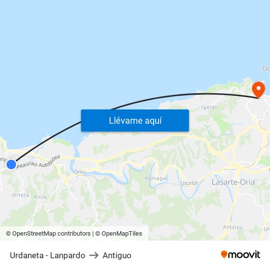 Urdaneta - Lanpardo to Antiguo map