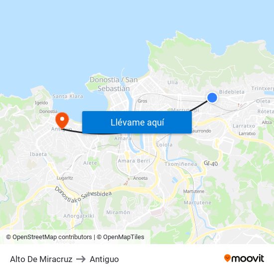 Alto De Miracruz to Antiguo map