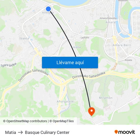 Matia to Basque Culinary Center map