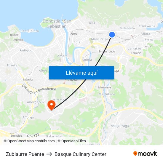 Zubiaurre Puente to Basque Culinary Center map