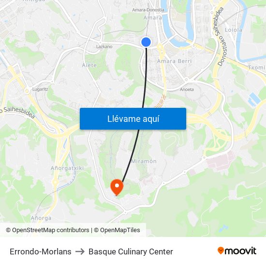 Errondo-Morlans to Basque Culinary Center map