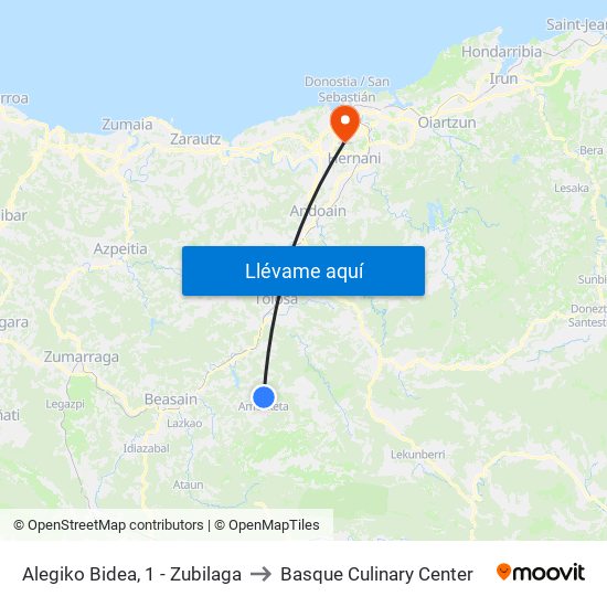 Alegiko Bidea, 1 - Zubilaga to Basque Culinary Center map