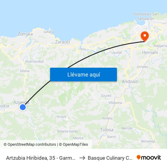 Artzubia Hiribidea, 35 - Garmendipe to Basque Culinary Center map