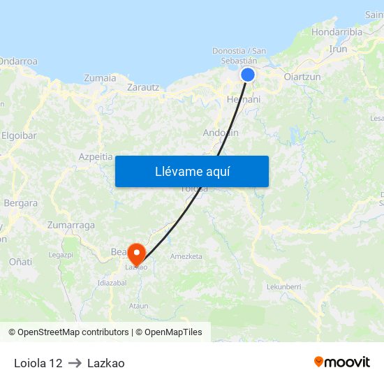 Loiola 12 to Lazkao map
