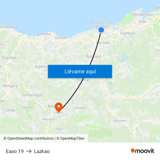 Easo 19 to Lazkao map