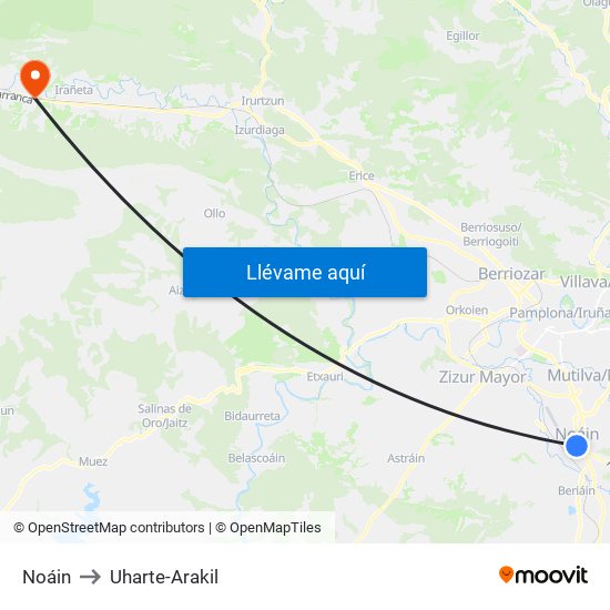 Noáin to Uharte-Arakil map