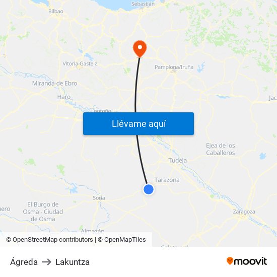 Ágreda to Lakuntza map