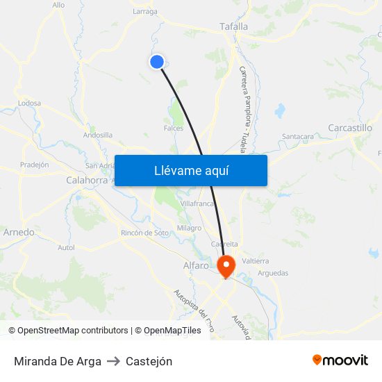 Miranda De Arga to Castejón map