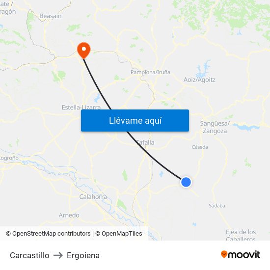 Carcastillo to Ergoiena map