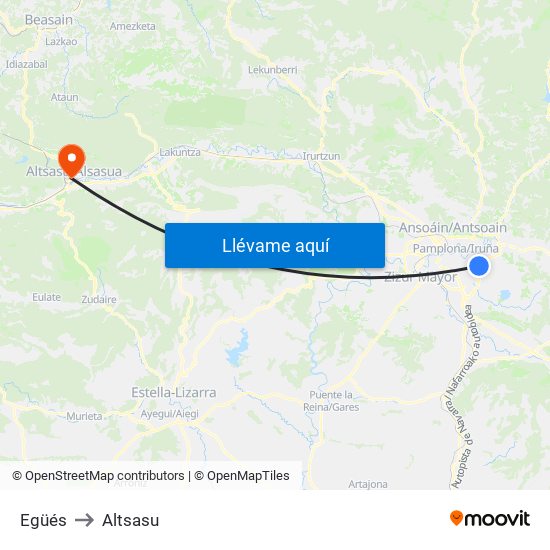 Egüés to Altsasu map