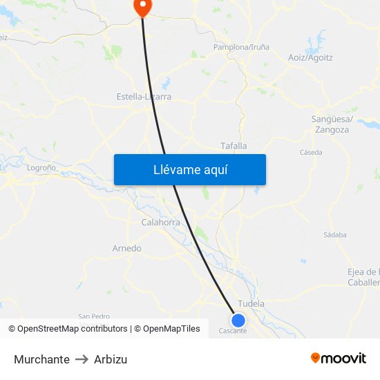 Murchante to Arbizu map