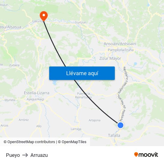 Pueyo to Arruazu map