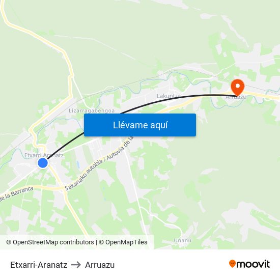 Etxarri-Aranatz to Arruazu map