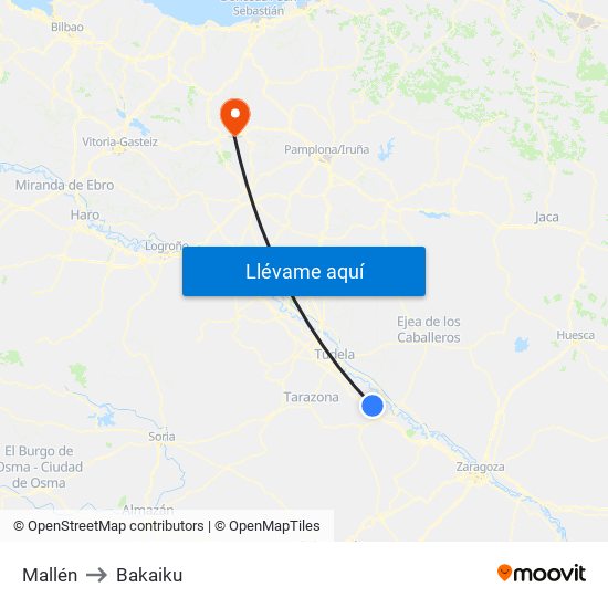 Mallén to Bakaiku map