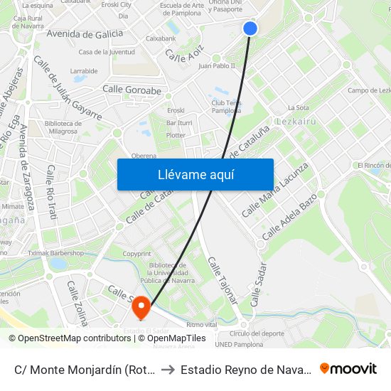 C/ Monte Monjardín (Rot. C/ Aoiz) to Estadio Reyno de Navarra Arena map