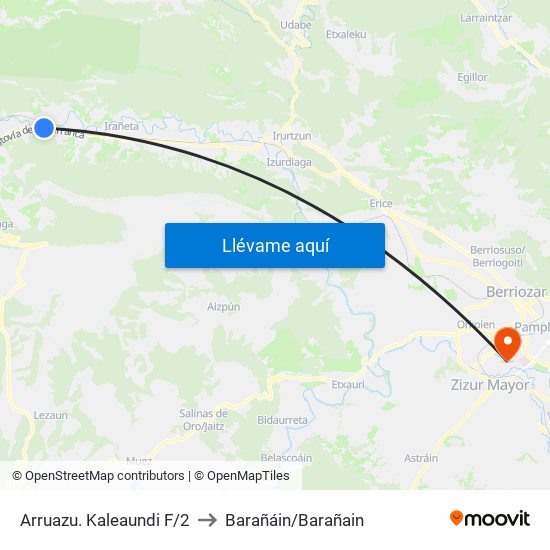 Arruazu. Kaleaundi F/2 to Barañáin/Barañain map