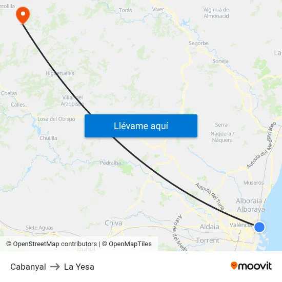 Cabanyal to La Yesa map