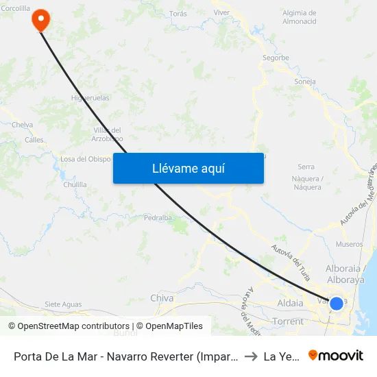 Porta De La Mar - Navarro Reverter (Imparell) to La Yesa map