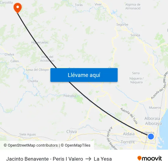 Jacinto Benavente - Peris I Valero to La Yesa map