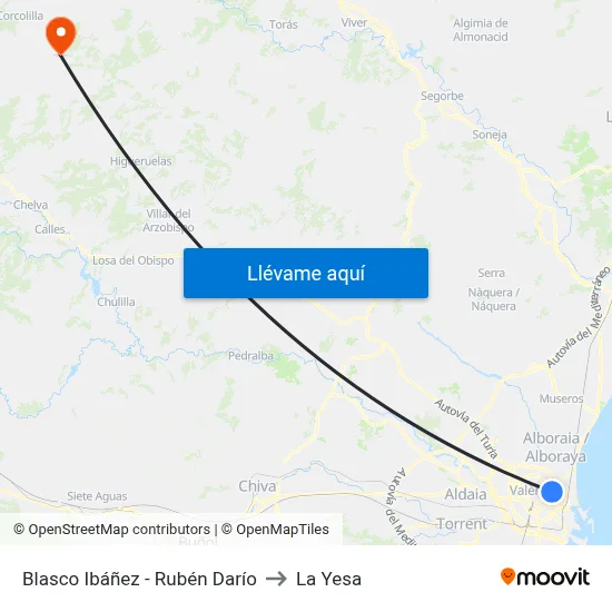 Blasco Ibáñez - Rubén Darío to La Yesa map