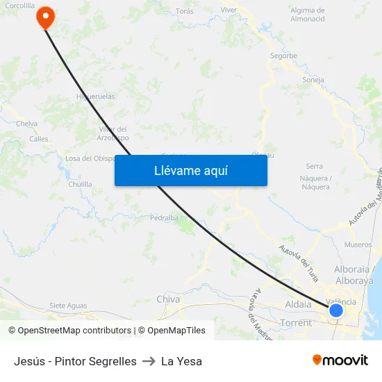 Jesús - Pintor Segrelles to La Yesa map