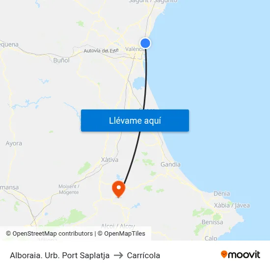 Alboraia. Urb. Port Saplatja to Carrícola map