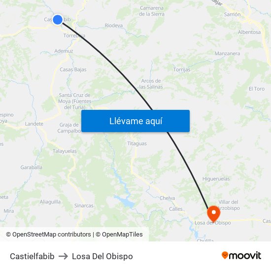 Castielfabib to Losa Del Obispo map