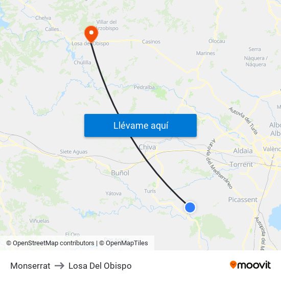 Monserrat to Losa Del Obispo map