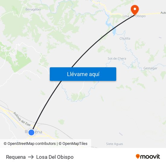 Requena to Losa Del Obispo map