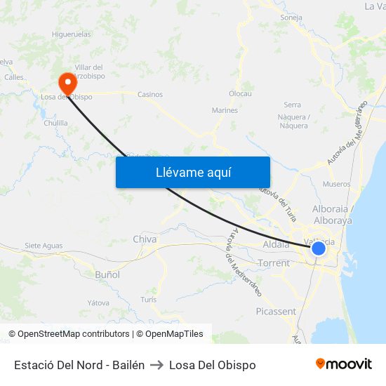 Estació Del Nord - Bailén to Losa Del Obispo map