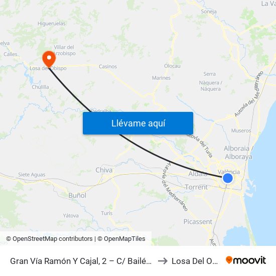 Gran Vía Ramón Y Cajal, 2 – C/ Bailén [València] to Losa Del Obispo map