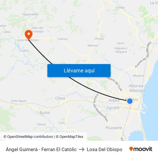 Àngel Guimerà - Ferran El Catòlic to Losa Del Obispo map