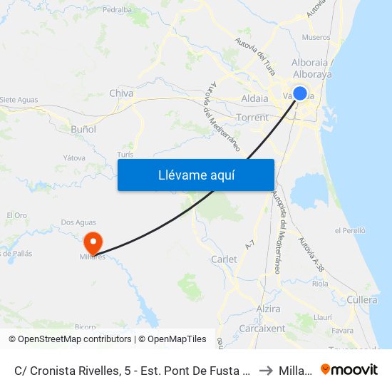 C/ Cronista Rivelles, 5 - Est. Pont De Fusta [València] to Millares map