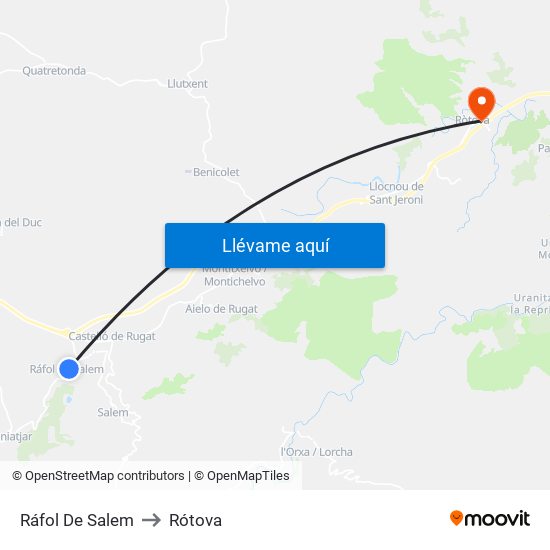 Ráfol De Salem to Rótova map