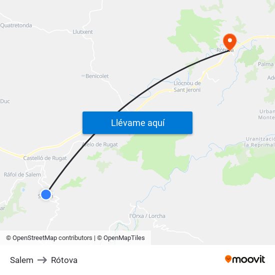 Salem to Salem map